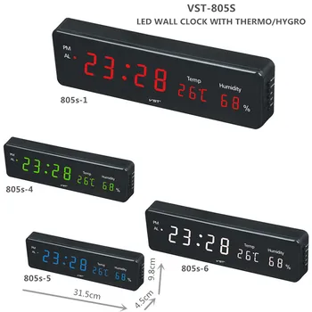 Mare Număr de LED-uri Digitale Ceas de Perete Tăcut Mari de Masa Electronic Ceas de Birou Ceas cu Temperatura Calendar Noptiera Nixie Perete