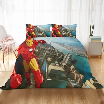 Marvel Avenger Alliance 3D Set de lenjerie de Pat Fier de Om Regina King size Mângâietor husă de Pilotă seturi de Lenjerii de pat de Desene animate Carpetă acopere Cadouri