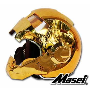 MASEI 610 Bronz argintat placare Crom IRONMAN Iron Man casca casca de motociclist pe jumătate deschisă cască ABS motocross