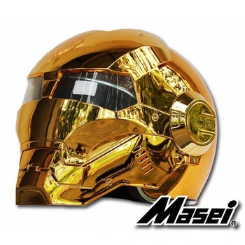 MASEI 610 Bronz argintat placare Crom IRONMAN Iron Man casca casca de motociclist pe jumătate deschisă cască ABS motocross