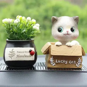 Masina inovatoare acasă decoratiuni masina tabloul de bord decor drăguț pisica tremura capul mașină provizii de desene animate drăguț interior ornamente