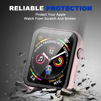 Matel Sticlă+caz pentru Apple Watch seria 5 4 3 44mm 40mm pentru iWatch 42mm 38mm ecran Protector de Acoperire pentru Apple watch Accesorii