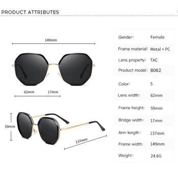 MAXJULI Polarizate Supradimensionat ochelari de Soare pentru Femei Poligon de Lux de Moda Trend Ochelari de Soare Protectie UV Gafas de sol 8067