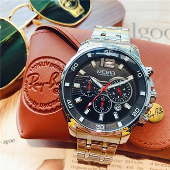 MEGIR Bărbați Cuarț Ceas din Oțel Inoxidabil de afaceri ceas militar de Top Casual brand de Moda de lux Ceasuri Relogio Masculino