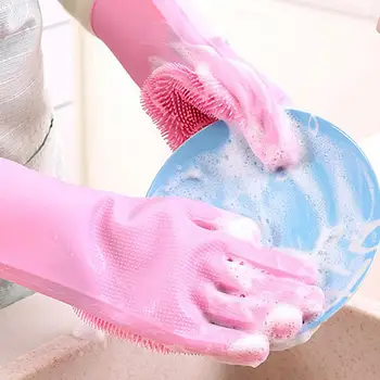 Meijuner Silicon Feluri de mâncare de Spălare Mănuși de Bucătărie de Curățare rezistent la apa de Curatare Epurator de Spălat Vase Burete de Cauciuc pentru Vase