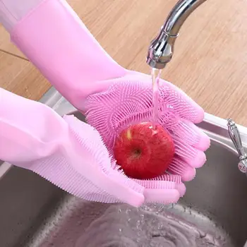 Meijuner Silicon Feluri de mâncare de Spălare Mănuși de Bucătărie de Curățare rezistent la apa de Curatare Epurator de Spălat Vase Burete de Cauciuc pentru Vase