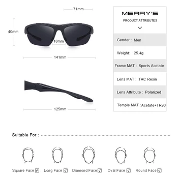 MERRYS DESIGN Bărbați Polarizat în aer liber ochelari de Soare Sport de sex Masculin Ochelari de protecție Ochelari Pentru Pescuit B i ciclu de Protecție UV400 S9025