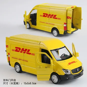 Mikidual Jucarii pentru Copii turnat Metal Modele de Masina Trage Înapoi Vehicule 1:36 Benz DHL Express Van camion de Transport mkd2