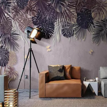Milofi3D tapet decorativ mural Nordic pictate manual stil retro plante tropicale de palmieri plante de interior, peretele din fundal