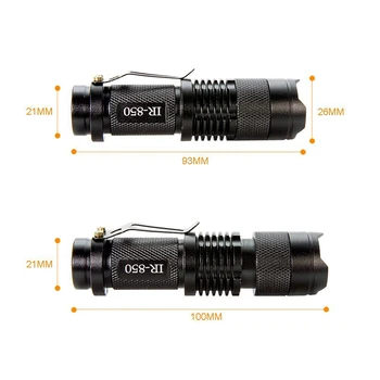 Mini IR Lampa Zoom Lanterna LED-uri, 5W 850nm Lanterna LED Infraroșu Viziune de Noapte cu Focus Reglabil, de Lucru cu Baterie AA