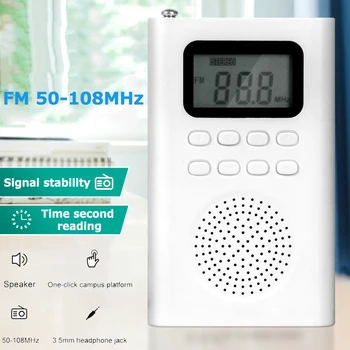 Mini Receptor Radio FM, Music Player cu LED Display de 3,5 mm Jack pentru Căști Suport TF Card de Joaca Portabil cu afisaj Digital radio