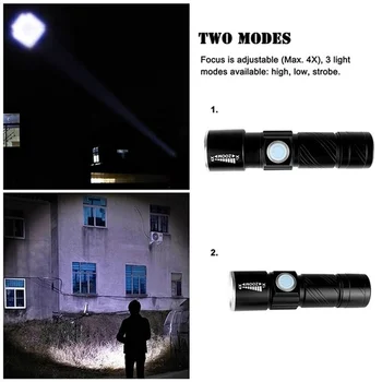 Mini USB XPE Q5LED lanterna Lanterna Camping în aer liber Lumina Reincarcabil rezistent la apa Zoomable Lampa de Biciclete Modul 3 la Îndemână Flash de Lumină