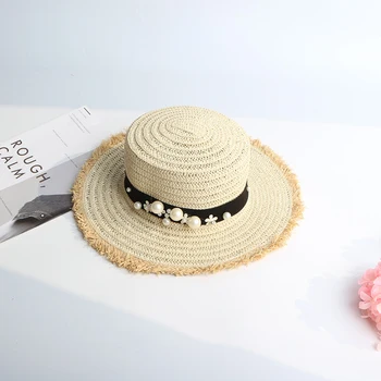 Minunat pearl beach palarie de soare tv cu pălărie de paie vara primavara doamnelor călătorie palarie casual negru respirabil moda floare fată pălărie