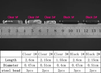 MNFT 20BUC Clar Negru Sunătoare Introduce Tubul de Zbor Cravată care Leagă Pescuit Rattle Lungime 26 / 21 / 15mm
