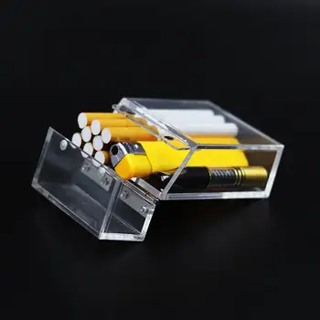 Moda Acrilic Transparent Caz de Țigară Accesorii Metalice Groase Portabil Bricheta Pachet Praf-dovada Cutie de Depozitare