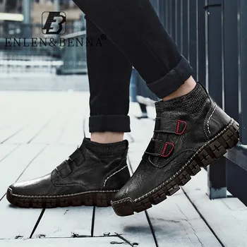 Moda Barbati Pantofi Casual din Piele Pantofi de Confort pentru Barbati Handmade Non Slip Barbati Cizme Glezna Usoare Britanic Elegant, Dimensiune Mare 48