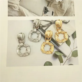 Moda Geometrice Mare Picătură Cercei Statement pentru Femei Punk se Răcească Epocă de Aur Cercei de Culoare de Argint Cadouri de Lux, Bijuterii bijoux