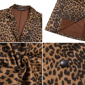 Moda Leopard Imprimate Jachete ZANZEA Femei Toamna cu Maneci Lungi Haine de sex Feminin Rever Gat Buton Uza de Muncă Casual Cardiagn 5XL