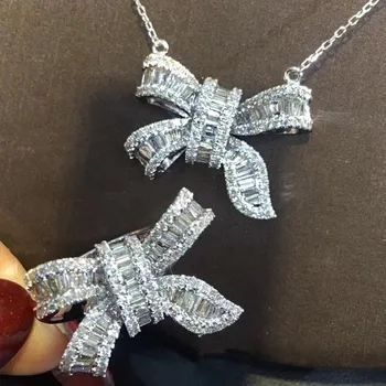 Moda T Zircon Cristal Bowknot Guler Colier De Aur Simplu, Elegant, De Lux, Scumpo Lanț Femei Bijuterii De Nunta