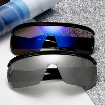 Moda Top Plat ochelari de Soare Femei Bărbați 2020 Retro Supradimensionat Ochelari de Soare O Bucată de Lentile de Ochelari de sex Masculin Oglindă Nuante Oculos UV400