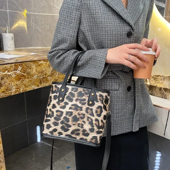 Moda Umăr Geanta Messenger Leopard Imprimate Găleată Tote Mare Simplu Crossbody Genti Femei Genti Recipienti Din Plastic Sac De Ambreiaj