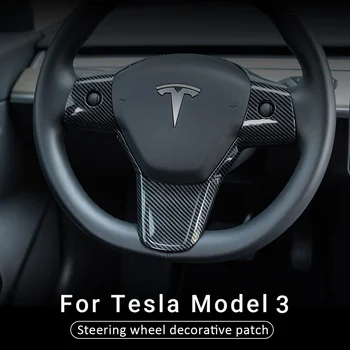 Model3 Volan Masina patch-uri decorative pentru Tesla Model 3 Accesorii din Fibră de Carbon ABS 2017-2020 Volan modelul cu trei