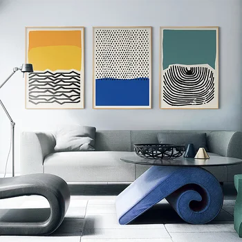 Modern Albastru Galben Verde Abstract Linie Tablou Canvas Postere De Imprimare Nordic Arta De Perete Decorativ Imagini Living Decor Acasă