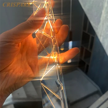Modern K9 Cristal Pandantiv Agățat Lumina LED Crom Metal Nordic Liniar Decorative Lampa Art Deco Mansardă Scări Insula de Bucatarie Bar