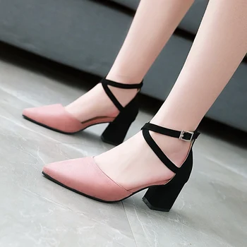 MORAZORA 2020 vânzare Fierbinte pătrat tocuri inalte femei a subliniat toe sandale de vara femei pantofi de culoare amestecat petrecere de nunta pantofi de navă