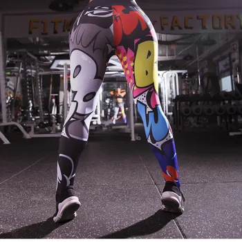 Mozaic Întinde iute Uscat Pantaloni Sport Jambiere Holografice 3D Color Grafic Complet Imprimate Pantaloni de Antrenament Yoga Pantaloni cu Talie Înaltă