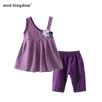 Mudkingdom Copilul Fete Costume cu Dungi, fără Mâneci Fusta de Vara Pantaloni Seturi pentru Fete