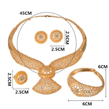 MUKUN 2019Nigeria Seturi de Bijuterii pentru Femei Colier de Cristal Cercei Inel Brățară Moda Dubai Aur Bijuterii Seturi de Bijuterii de Nunta