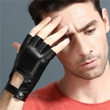 Mănuși Fingerless din Piele de Conducere Auto Mănuși pentru Bărbați Unisex Originale Femei Sportive Jumătate Degetele Tactică Anti-Alunecare, Respirabil