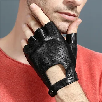 Mănuși Fingerless din Piele de Conducere Auto Mănuși pentru Bărbați Unisex Originale Femei Sportive Jumătate Degetele Tactică Anti-Alunecare, Respirabil
