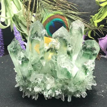 Natural Green Ghost Fantoma Cristal de Cuarț Grup rock pietre și cristale de minerale de Vindecare reiki Specimen Home deco