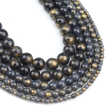 Natural Negru Gri Lapis Lazuli Jades Rotund Margele Vrac Pentru a Face Bijuterii DIY Brățară Colier 15
