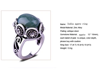 Naturale Agat Indian Inel de Argint Pentru Femei Ocean de Piatră de Onix Antic Oval stabilirea Floare de Cristal Vintage pentru Bărbați Cadouri Inele