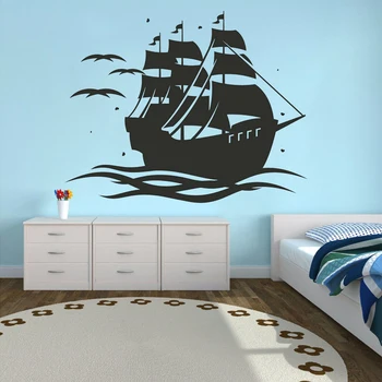 Nava Pirat De Perete Autocolant Vele Decal Marinar Cameră De Decorare Accesorii Baieti Dormitor Decor De Perete Barca Murală Visele De Navigare