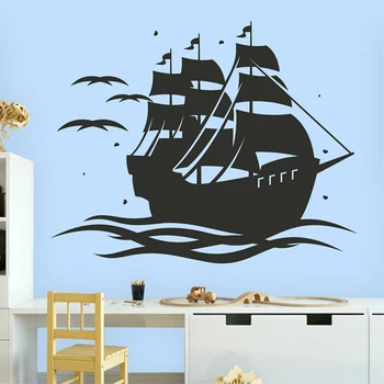 Nava Pirat De Perete Autocolant Vele Decal Marinar Cameră De Decorare Accesorii Baieti Dormitor Decor De Perete Barca Murală Visele De Navigare