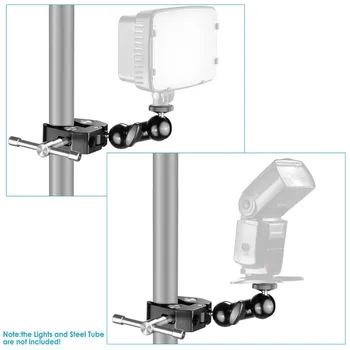Neewer Rece Ballhead Brațul Multi-funcțional Dublu de Bile Adaptor pentru Atașarea Video cu LED-uri de Lumină,Camera foto,camera Video,Monitor și mai mult