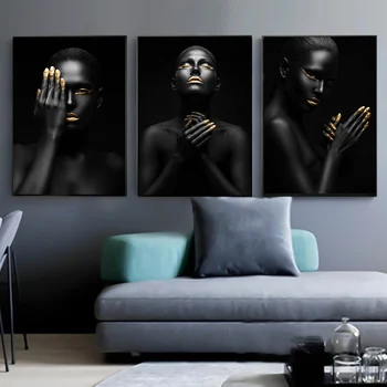 Negru de Femei Picturi pe Panza Scandinave Africane Fete Nud Postere și de Imprimare Arta de Perete Imagini pentru Decor Acasă Cuadros