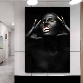 Negru de Femei Picturi pe Panza Scandinave Africane Fete Nud Postere și de Imprimare Arta de Perete Imagini pentru Decor Acasă Cuadros