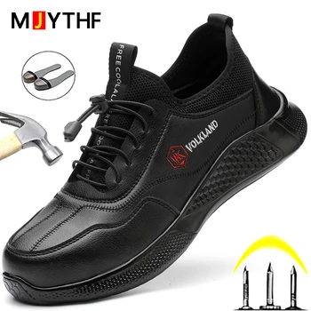 Negru Pantofi de protecție Oameni Steel Toe Pantofi Pantofi de Lucru Adidași de sex Masculin Anti-puncție Indestructibil de Securitate Cizme Impermeabile Cizme de Lucru