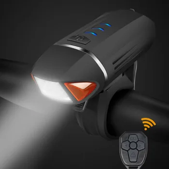 Negru USB Reîncărcabilă LED Biciclete de Control de la Distanță Far Bicicleta Fata Turn Semnal de Lumină Corn Ciclism Accesorii