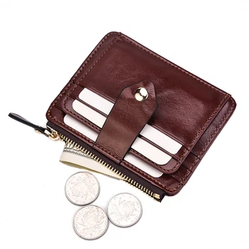 New sosire scurt barbati portofel vintage Ulei de ceara de piele pu închidere cu fermoar subțire card pungă mică de moda de cauzalitate monede portofel pentru bărbați