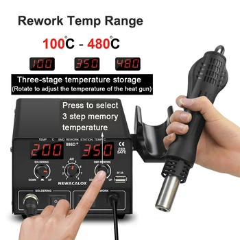 NEWACALOX 886D UE/SUA 750W Digital 2 in 1 de Lipit Statie de Reglare a Temperaturii de Lipit cu Aer Cald Pistol de Stația de Rework