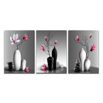 Nici un Cadru Ramurii de Magnolie Floare In Vaza de Perete de Arta de Imprimare Panza Pictura Nordică Postere si Printuri Poze de Perete pentru Camera de zi