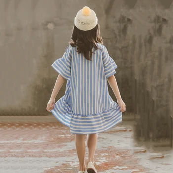 Noi 2020 Fete De Vară Rochie De Camasa Copii Vrac Casual Rochii Fete Pentru Copii Dungă Rochii De Moda Pentru Copii Rochii Elegante, #8630