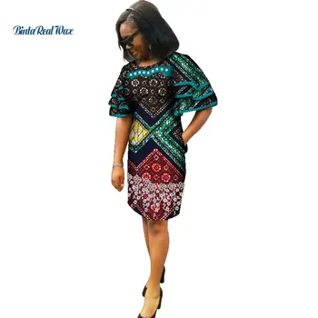 Noi African Rochii pentru Femei Bazin Riche Haine Africane Imprimare Ciucure Perla Rochii Dashiki Bumbac African Îmbrăcăminte WY3655