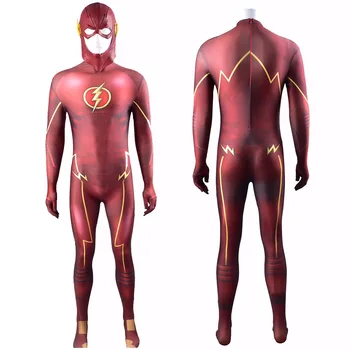 Noi Barry Allen Flash Costume Cosplay Măști Bărbați Zentai Salopete Cu Mască De Latex Colanti Costume Costum